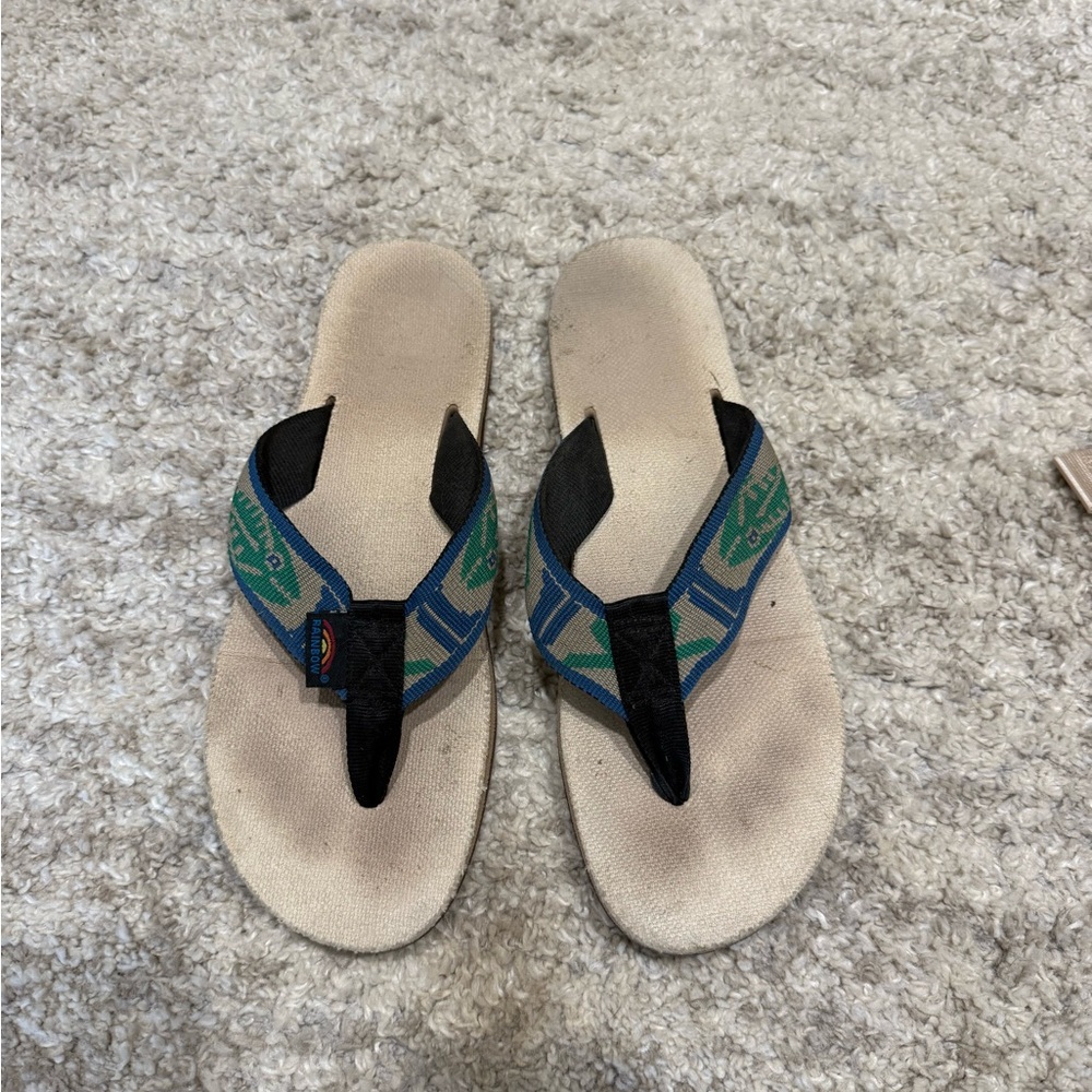 Rainbow Black and Green Sandals